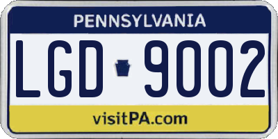PA license plate LGD9002