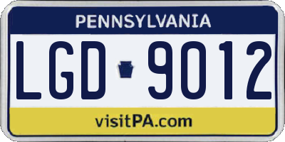 PA license plate LGD9012