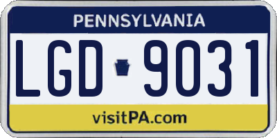 PA license plate LGD9031