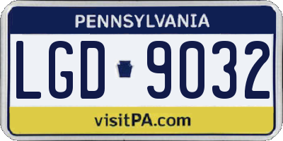 PA license plate LGD9032