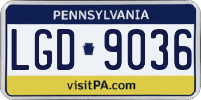 PA license plate LGD9036