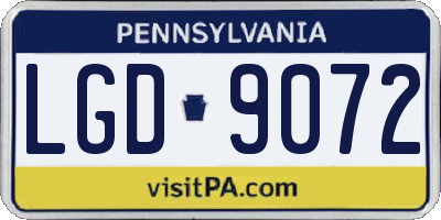 PA license plate LGD9072