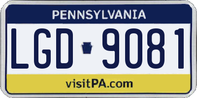 PA license plate LGD9081