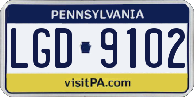 PA license plate LGD9102