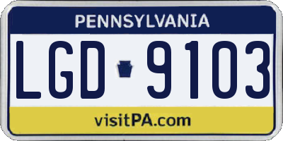 PA license plate LGD9103