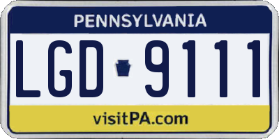 PA license plate LGD9111