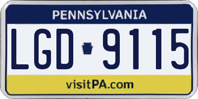 PA license plate LGD9115