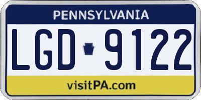 PA license plate LGD9122