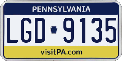 PA license plate LGD9135