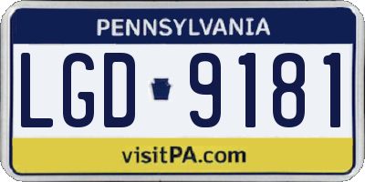 PA license plate LGD9181