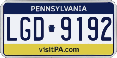 PA license plate LGD9192
