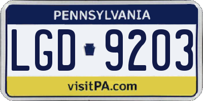 PA license plate LGD9203