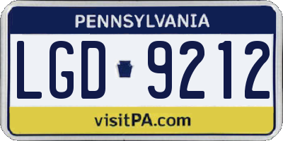 PA license plate LGD9212