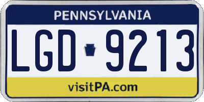 PA license plate LGD9213