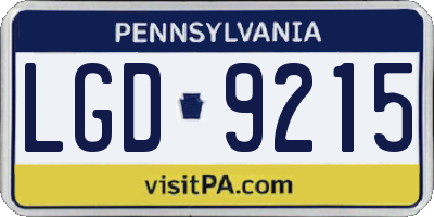 PA license plate LGD9215