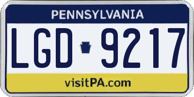 PA license plate LGD9217