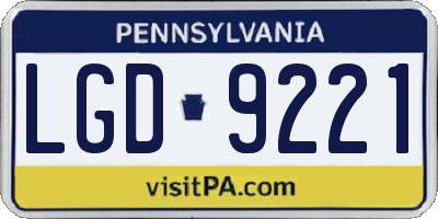 PA license plate LGD9221