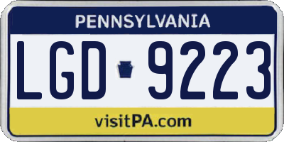 PA license plate LGD9223