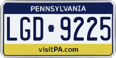 PA license plate LGD9225