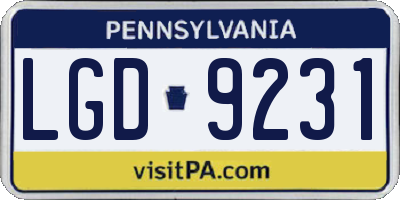PA license plate LGD9231