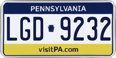 PA license plate LGD9232