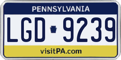 PA license plate LGD9239