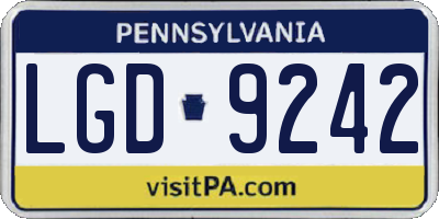 PA license plate LGD9242