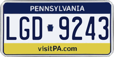 PA license plate LGD9243