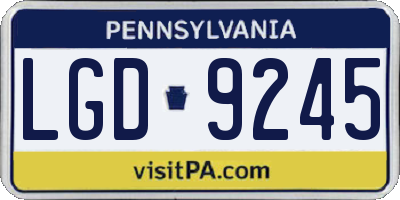 PA license plate LGD9245