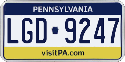 PA license plate LGD9247