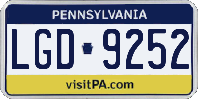 PA license plate LGD9252