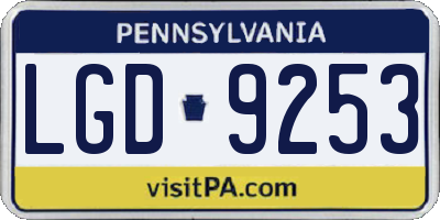 PA license plate LGD9253