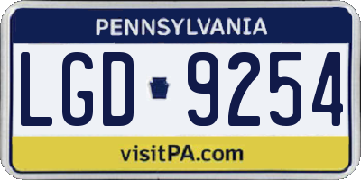PA license plate LGD9254