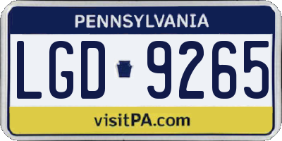 PA license plate LGD9265