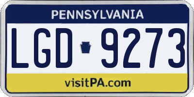 PA license plate LGD9273