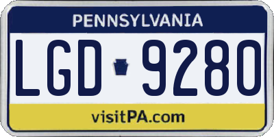 PA license plate LGD9280