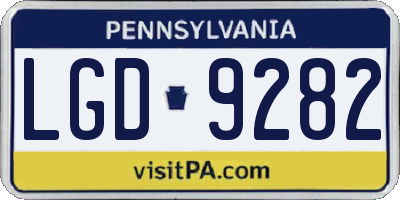 PA license plate LGD9282