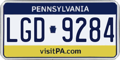 PA license plate LGD9284