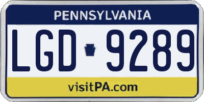 PA license plate LGD9289
