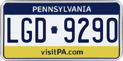 PA license plate LGD9290