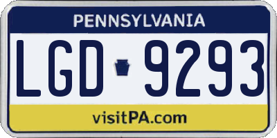 PA license plate LGD9293