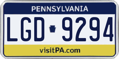 PA license plate LGD9294