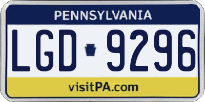 PA license plate LGD9296