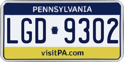 PA license plate LGD9302