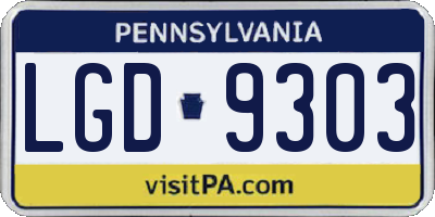 PA license plate LGD9303