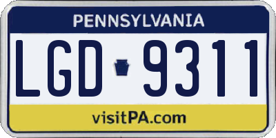 PA license plate LGD9311