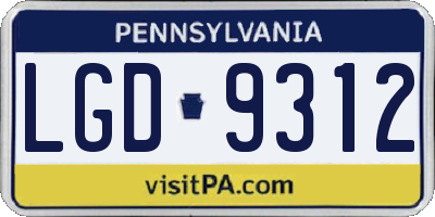 PA license plate LGD9312