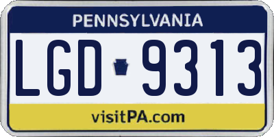 PA license plate LGD9313