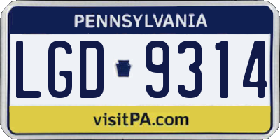 PA license plate LGD9314