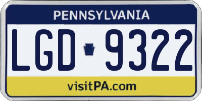 PA license plate LGD9322